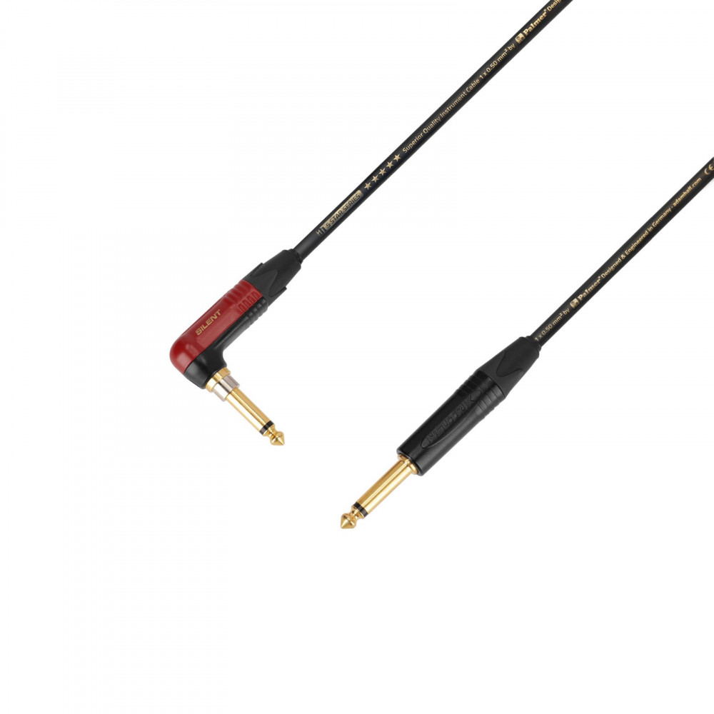 ADAM HALL IPR 0300 silentPLUG, Mono Jack 6.35 mm 90° / Mono Jack 6.35 mm, 3m ADAM HALL IPR 0300 silentPLUG, Mono Jack 6.35 mm 90° / Mono Jack 6.35 mm, 3m