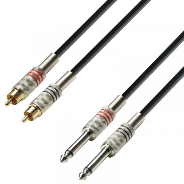ADAM HALL K3 TPC 0600, 2 x RCA / 2 x Mono Jack 6.35 mm, 6m ADAM HALL K3 TPC 0600, 2 x RCA / 2 x Mono Jack 6.35 mm, 6m