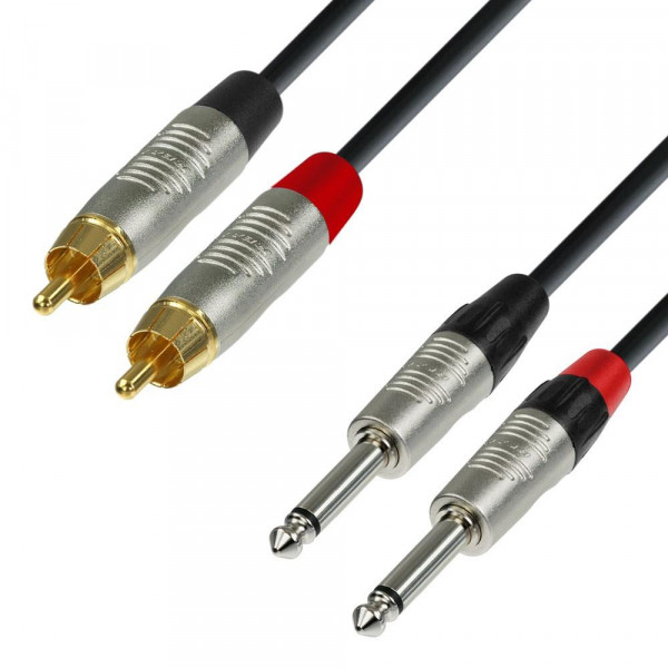 ADAM HALL K4 TPC 0150, 2 x RCA / 2 x Mono Jack 6.35 mm, 1.5m ADAM HALL K4 TPC 0150, 2 x RCA / 2 x Mono Jack 6.35 mm, 1.5m