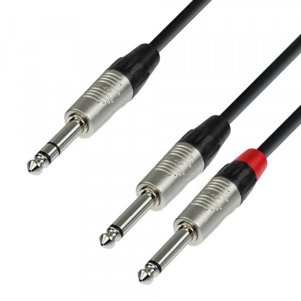 ADAM HALL K4 YVPP 0300, Stereo Jack 6.35 mm / 2 x Mono Jack 6.35 mm, 3m ADAM HALL K4 YVPP 0300, Stereo Jack 6.35 mm / 2 x Mono Jack 6.35 mm, 3m