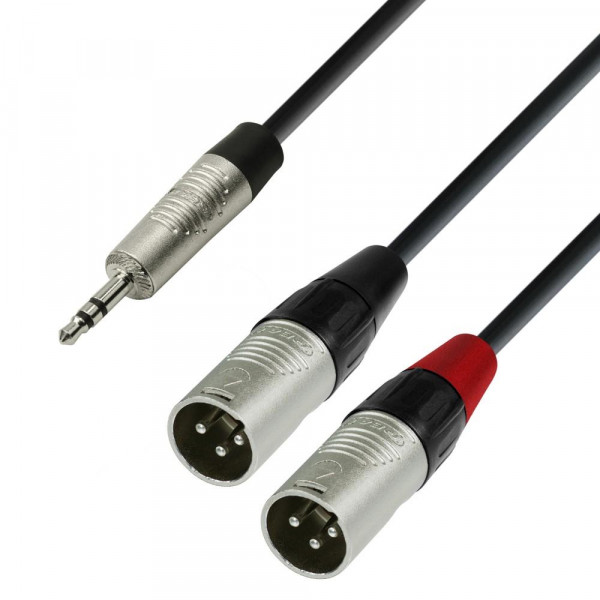 ADAM HALL K4 YWMM 0300, Mini Jack 3.5 mm / 2 x XLR M, 3m ADAM HALL K4 YWMM 0300, Mini Jack 3.5 mm / 2 x XLR M, 3m